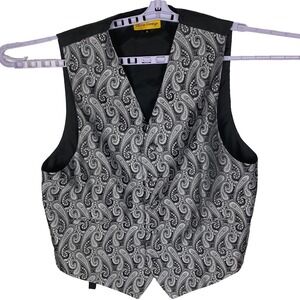 Oliver‎ George Mens Black Paisley Print Victorian Tuxedo Suit Gothic Vest Size M